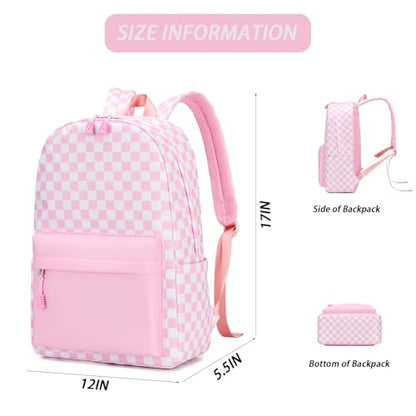 mezhsa Girls School Backpack Elementary Middle Lightning Bookbag Laptop Teenager Waterproof Lightweight 17 Inches (pink) - color: 5-pink