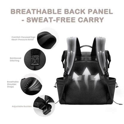 VONAL Neoprene Diaper Bag Backpack with Changing Pad, 33L Large Capacity Neoprene Backpack Baby Diaper Bag with Insulated Pockets, Travel Diaper Backpack Baby with 12 Pockets for Mom & Dad, Black - color: Dark Black