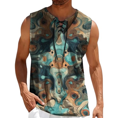 domirica Mens Summer Casual Sleeveless Shirts Plus Size Oversized Trendy Lightweight Pull On Tank Top - color: Aqua, size: Small