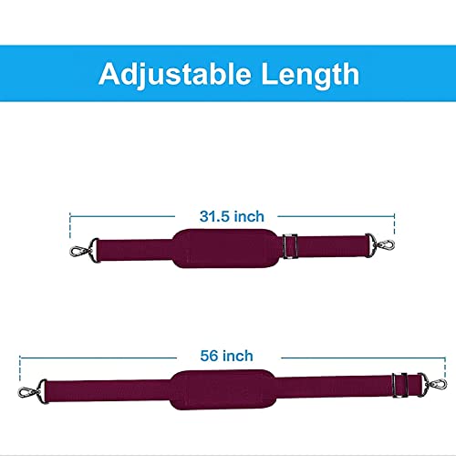 MOSISO 56 inch Shoulder Strap, Adjustable Thick Soft Universal Replacement Non-Slip Fit Padded with Metal Swivel Hooks for Laptop Shoulder Bag/Laptop Messenger Bag/Crossbody Bag, Wine Red - color: Wine Red