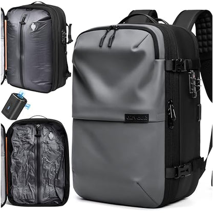 AirVault Vacuum Seal Travel Backpack 60L with Expandable HyperSeal Air Compression Vacuum System Water Resistant TSA Lock (Vacuum Pump Included, Gray, 60L) - color: Gray