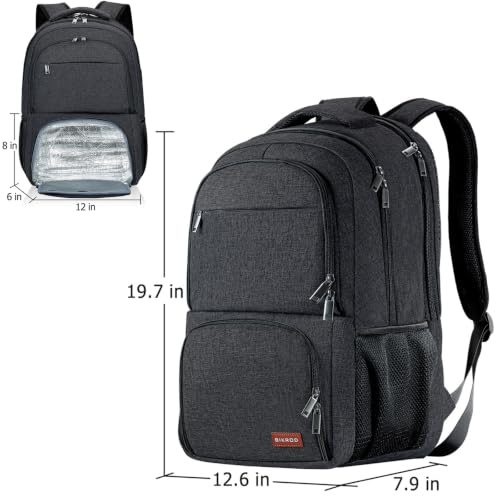 BIKROD Lunch Backpack, Insulated Cooler Lunch Bag Backpack, Large School Backpacks for Teen Boys Water Resistant Back Pack Gift for Men Fit 17 Inch Laptop, - color: Black