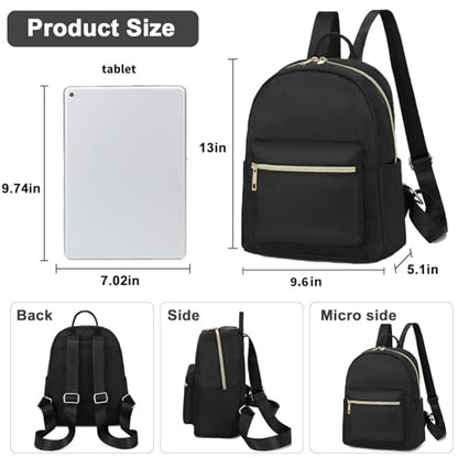BTOOP Mini Backpack Women Girls Water-resistant Small Backpack Purse Shoulder Bag for Womens Adult Kids School Travel - color: Black, size: Mini