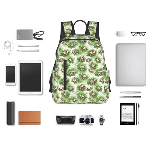 Anti Scratch Polyester Backpack Cute Sloth Leaf, Smooth Surface Multipurpose Travel Pack for All Weather Daily Use Unisex - color: Picture (1424)