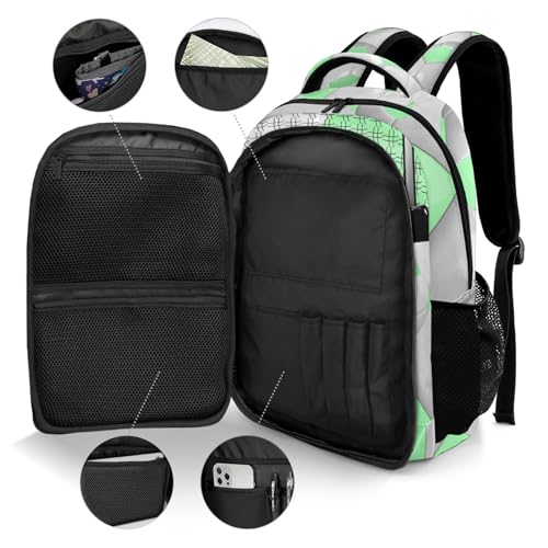Custom Text Sport Ball Athlete Player Soccer Mint Backpacks for Girls Boys School, Capacity School Backpacks for Kids Water-resistant Bookbags - color: Mint