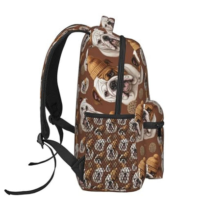 Laptop Backpack Funny English Bulldog Art, Water Resistant Office Commuter Daypack with Inner Pocket for Business and Travel - color: Pattern (742)