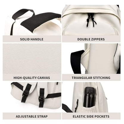 GAEKEAO Classical Basic Travel Backpack for Women Men,Casual Lightweight Bookbag Cute Daypack for College Work Everyday Beige - color: B02 Beige