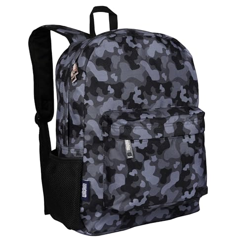 Wildkin Kids 16 Inch Elementary School Backpack for Boys – Durable Padded Bag with Adjustable Straps for School, Travel & Everyday Use, Multiple Pockets, Ages 6–13 – Black Camo - color: Black Camo