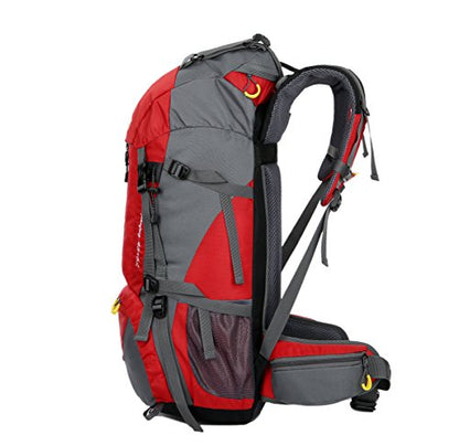 Esup 50L Hiking Backpack Men Camping Backpack with rain cover 45l+5l Lightweight Backpacking Backpack Travel Backpack - color: Red