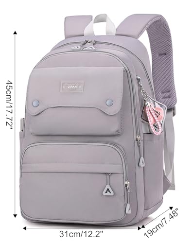 JiaYou Teen Girls Casual Backpack High Middle School Daypack Women Daily Travel Laptop Bag (1# Grey, 26 Liters) - color: 1# Grey