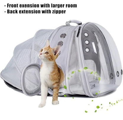 Dual Expandable Cat Backpack Carrier, Fit up to 20 lbs, Expandable Pet Carrier Backpack for Large Fat Cat and Small Puppy - color: Grey