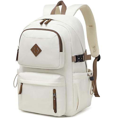 AO ALI VICTORY laptop backpack 15.6 inch anti theft travel backpacks for men and women large college bookbag work business daypack middle high school bag for girls boys teens students beige - color: Beige