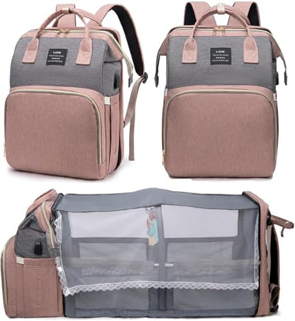 houscly Diaper Bag Backpack with Changing Station: Pink Baby Bags for Girls Boys New Mom Gifts Pañaleras Para Bebe Baby Girl Newborn Essentials Must Haves Baby Shower Gifts Baby Registry - color: Pink