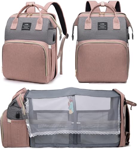 houscly Diaper Bag Backpack with Changing Station: Pink Baby Bags for Girls Boys New Mom Gifts Pañaleras Para Bebe Baby Girl Newborn Essentials Must Haves Baby Shower Gifts Baby Registry - color: Pink