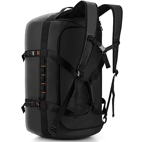 Hulongo 40L/60L/90L Large Waterproof Duffle Bag Backpack for Men, Mens Duffel Backpack Bags for Traveling, Heavy Duty (Black, 40L) - color: Black, size: 40L