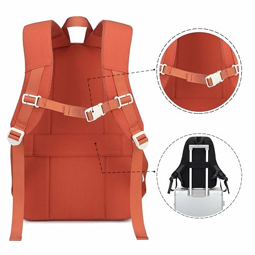 Laptop Backpack for Women College High Schoolbag Big Students Bookbags Large Heavy duty Multi pocket Travel Daypack Casual (Burnt orange) - color: Burnt Orange