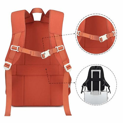 Laptop Backpack for Women College High Schoolbag Big Students Bookbags Large Heavy duty Multi pocket Travel Daypack Casual (Burnt orange) - color: Burnt Orange