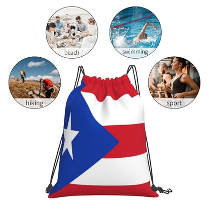 Puerto Rico Flag Drawstring Bag Sport Gym Backpack Beach Travel Sack Draw String Yoga Bag For Men Women - color: Puerto Rico Flag2