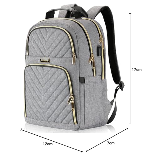 Laptop Backpack Women Big Student Bookbag Middle High School Teen Girls - color: Grey, size: 15.6 Inch