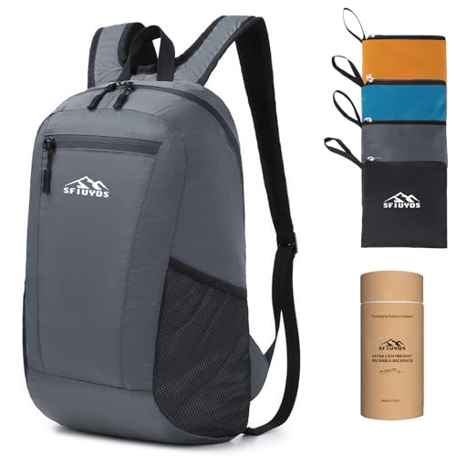 Lightweight Hiking Backpack Small,Waterproof Hiking Daypack,Foldable Backpack for Travel,Ultralight Daypack (Nylon, Grey) - color: Nylon Grey