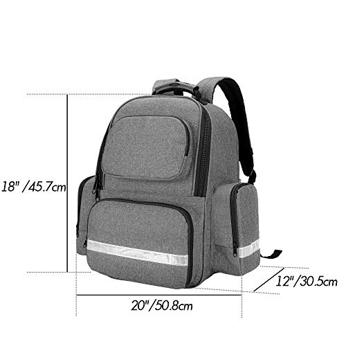 Trunab First Responder Bag Trauma Backpack Empty, Medical Emergency Kits Storage Jump Bag Pack for EMT, EMS, Police, Firefighters, Safety Officers - Patented Design Grey | Medical Emergency Kits Storage, Jump Bag Pack, For EMT, EMS, Police, Firefighters,