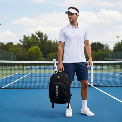 HEAD Gym Tennis Backpack for Men with Shoes Pocket Fits 15.6 inch Laptop - color: Black With Bottom Pocket