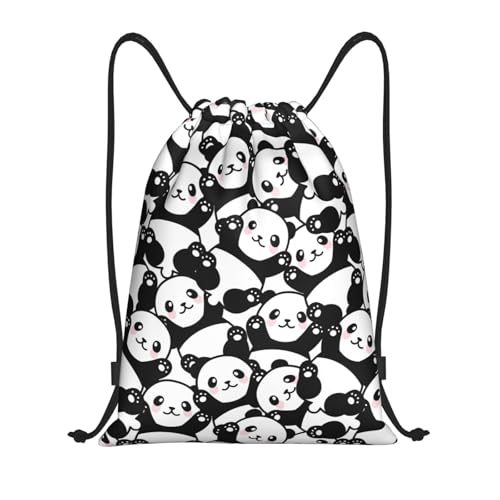 Gianlaima Cute Animal Panda Funny Drawstring Bags Backpack Bag Sport Gym Sack String Bag Yoga Dance Travel Bag For Men Women - color: Black35