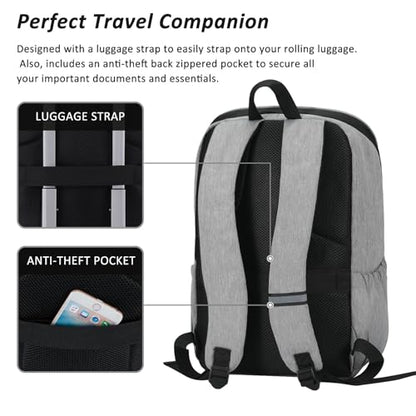 MAXTOP Deep Storage Laptop Backpack Business Anti-theft Backpacks[Water Resistant] College Computer Bookbag Fits 16 Inch Laptop - color: Light Grey, size: 15.6 inch, style: Daypack Backpacks