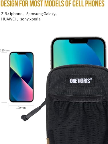 ONETIGRIS Cell Phone Pouch, Molle Holster Holder for Men Belt, for iPhone 17 Pro Max/Air/17/16/15/14 /13/12/11/X/XR/XS/8 Plus/7/6, for Galaxy S25 Ultra/s25/S24 /S23/S22/S21 - color: Black