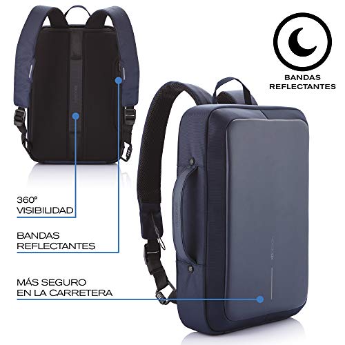 XDDesign Bobby Bizz 10 Liter Anti Theft Laptop Backpack with Padded 15.6" Laptop Sleeve, smart password lock, Water Repellent, USB Charging Port, travel backpack carry on flight for men and women - color: Blue