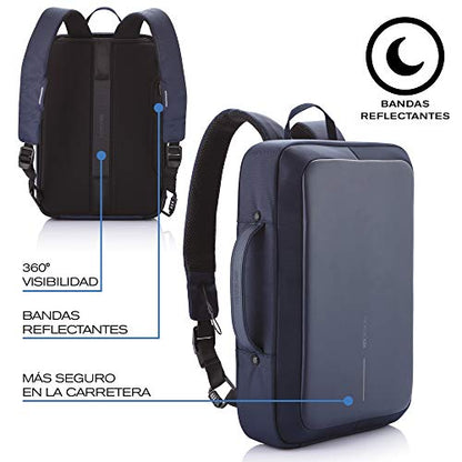 XDDesign Bobby Bizz 10 Liter Anti Theft Laptop Backpack with Padded 15.6" Laptop Sleeve, smart password lock, Water Repellent, USB Charging Port, travel backpack carry on flight for men and women - color: Blue