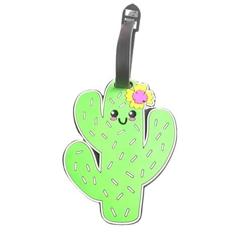 Cute Silicone Luggage Tag for Women Men Unique Travel Bag Tags Funny Colorful Identifier Suitcase Label (Cactus-3) - color: Cactus-3