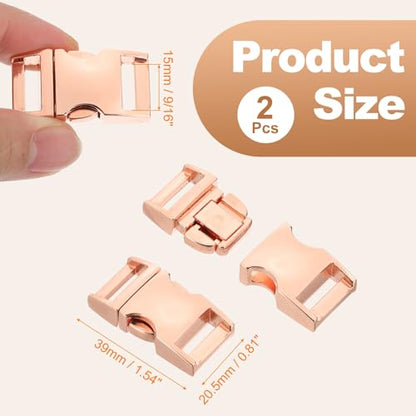 PATIKIL Quick Side Release Buckle, Metal Buckles Replacement No Sewing Snaps Clips Clasps - color: Rose Golden, size: 9/16 Inch