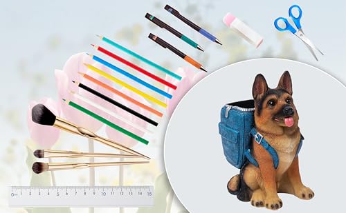 Cute Dog Pen Holder for Desk, Pencil Holder, Creative Desktop Pen Organizer Pencil Cups, Unique Desk Accessories Decor for Home Office School, German Shepherd Gifts for Dog Lovers - style: German shepherd