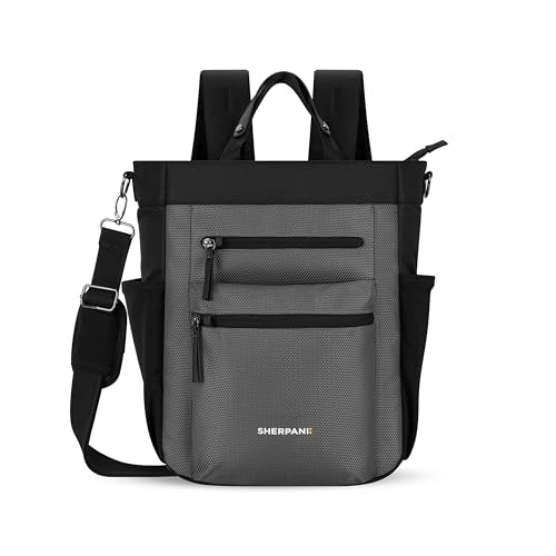 Sherpani Soleil, Anti Theft Convertible Backpack, 3 in 1 Tote, Crossbody Purse, 18L Travel Bag, Fits 13” Laptop (Granite) - color: Granite