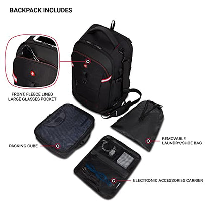 SwissGear 3766 Extra Large 48L Travel Backpack with USB Charging Port, Built-in RFID, Fits 16 Inch Laptop - color: Black, size: 48L