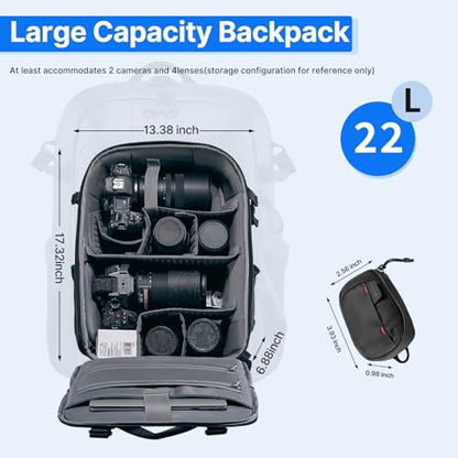 UURig ULANZI BP09 Traker Camera Backpack • 22L • Versatile Camera Travel Bag • Quick Access • Well Organized Professional Photography Storage • Shoulder Backpack • for Sony/Nikon DSLR Cameras - size: BP09 22L Shoulder Bag