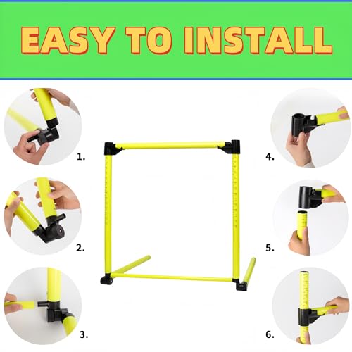 Adjustable Height Hurdles Training Equipment, 3Pcs Practice Hurdles Track and Field for Agility Training, Indoor & Outdoor Detachable Jumping Speed Hurdles for Football, Soccer, Basketball, Dogs