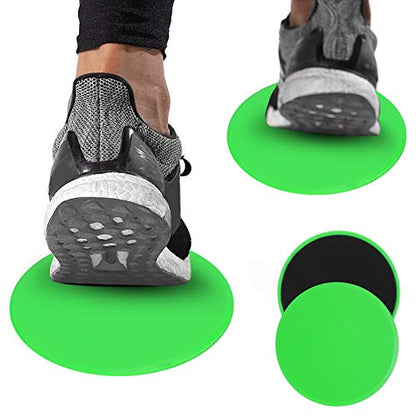 Core Slider Gliding Discs 2Pcs | Full Body Workout for Core Strength/Balance/Stability | Portable Exercise Discs for Home/Gym/Travel | EVA ABS Round Green Design