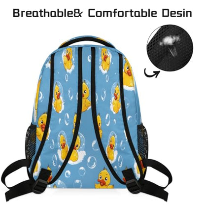 Duck Kids Backpack for Girl Boy Waterproof Kids Back Pack | Animal Cute School Bookbag fit Women Men Lightweight Rucksack Casual Daypack Carry On Bag for Work Hiking Camping Gym Travel - color: Animal Duck Cute