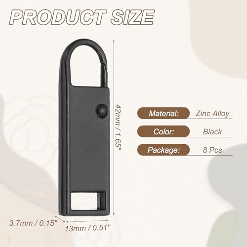 uxcell 8Pcs Zipper Pull Replacement, Metal Zipper Handle Mend Fixer Tab Repair for Luggage Suitcase Backpack Jacket Bags Boots Coat Handbags, Black Large - color: Black, size: Large