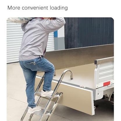 2-Level Heavy-Duty Aluminum Step Ladder, Portable Climbing Ladder with Non-Slip Treads for Truck Loading Unloading Home Repairs