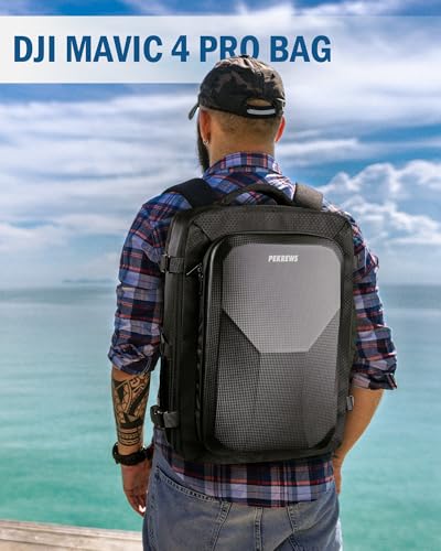 PEKREWS Mavic 4 Pro Case, Expandable Carry On Bag for DJI Mavic 4 Pro, RC Pro 2, RC 2, Large Capacity Drone Backpack Fits 17.3 Inch Laptop, Travel Drone Carrying Case for DJI Fly More Creator Combo