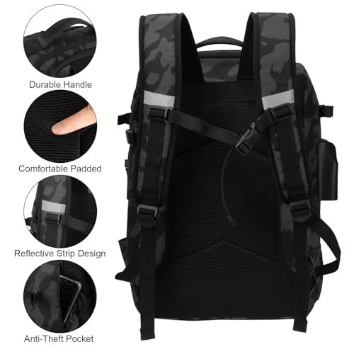 Hp hope Fishing Backpack with Rod Holders & Cooler, 40L Fishing Tackle Bag Fishing Tackle Storage Backpack Fishing Gear for Camping, Black Camo - color: Black Camo