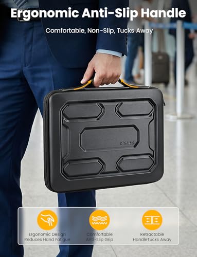 DOMISO Laptop Hard Case 15-16 inch Waterproof Shockproof Hard Shell Laptop Sleeve with Handle & Storage Pocket, Compatible with MacBook, HP, Dell, Black - color: Black, size: 15.6 inch