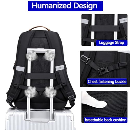 Laptop Backpack, Lightweight Waterproof Material, Travel Sports Bag, Suitable for 16 inch Laptops - color: Black