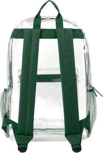 Trail maker Bulk Clear Backpacks Wholesale for School 24 Pack Clear Backpacks for Boys, Girls, School, Stadium, Travel - color: Green Pack