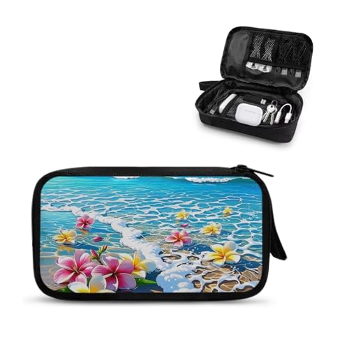Beach Electronic Organizer Tech Accessory Pouch Electronic Accessories Carry Case Storage Bag for Cable Cord SD Card Travel Bag Cable Organizer - color: Beach