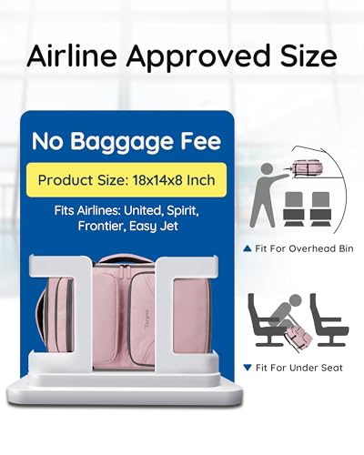 Taygeer 18 x 14 x 8 Inches Personal Item Bag, Travel Personal Item Bag with Water Bottle Pocket & Shoe Pouch, TSA Approved Under Seat Carry on Backpack Fits 15.6 inch Laptop for Women Airplanes, Pink - color: Amourpink