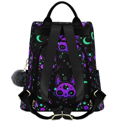 MNSRUU Women Backpack Purse Cat Skulls Backpack for Women Anti-theft Shoulder Bag Carry On Backpack Lightweight Rucksack Fashion Travel Ladies Bags - color: Cat 15